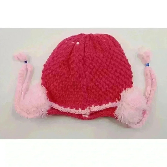 HAND knitted girl hat with knitted applique with beads for 3-6 year old. NEW. - Picture 7 of 8